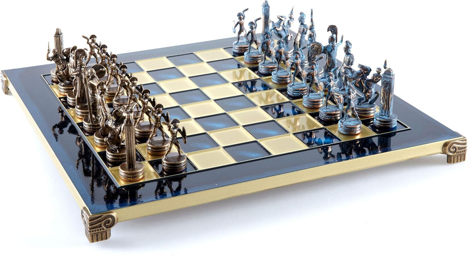 Greek Mythology Chess Set - Blue&Copper - with Blue Board