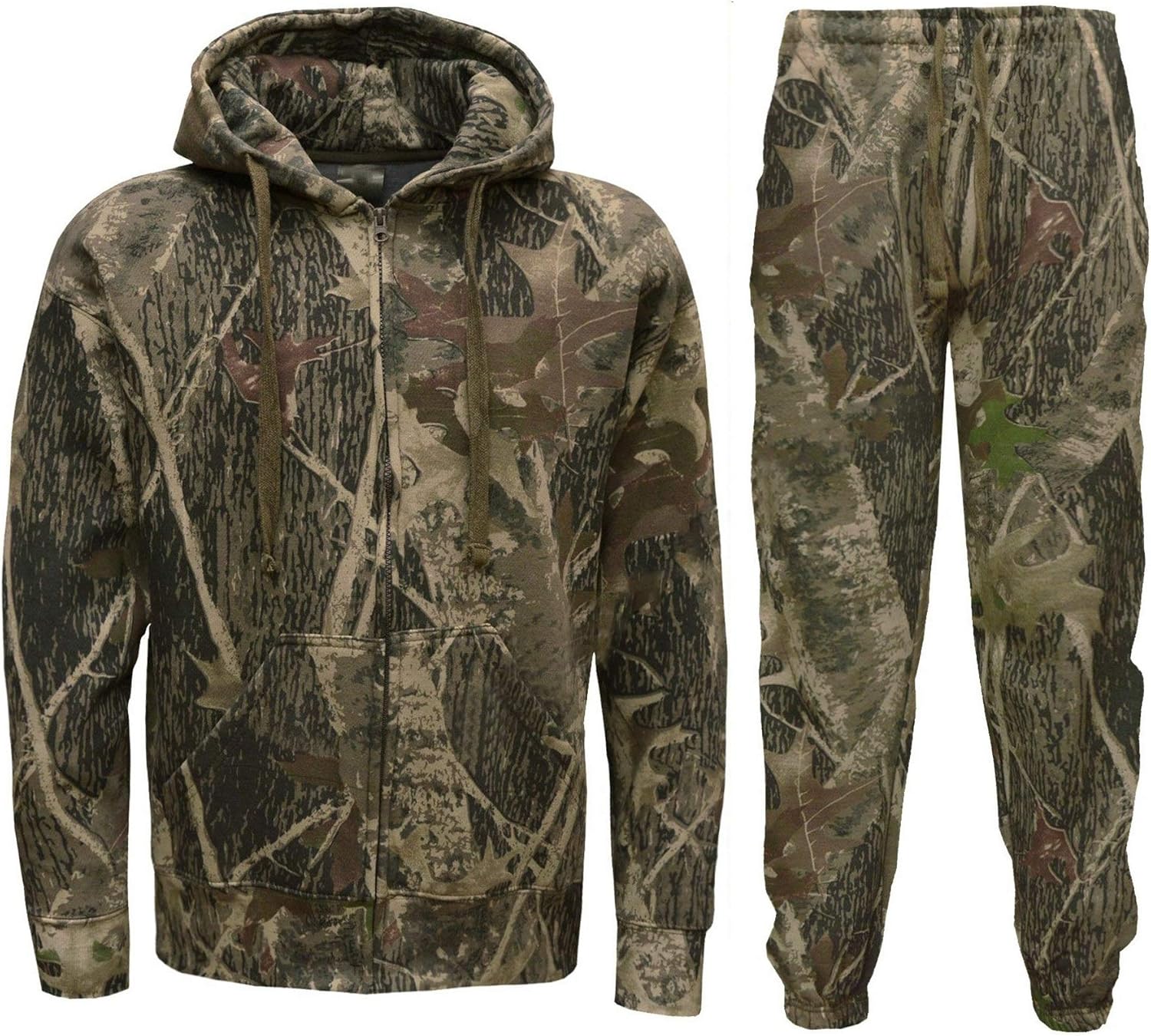 Mens Jungle Camouflage Fishing Hunting Zip Hoodie Jacket Tracksuit Plus Sizes