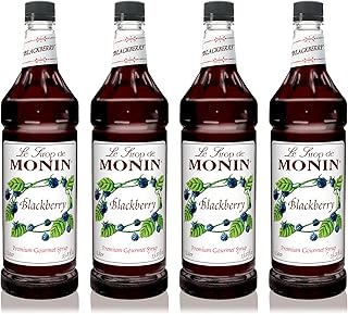 Monin - Blackberry Syrup, Soft and Succulent, Great for Cocktails, Lemonades, and Sodas, Gluten-Free, Non-GMO (1 Liter, 4-Pack)