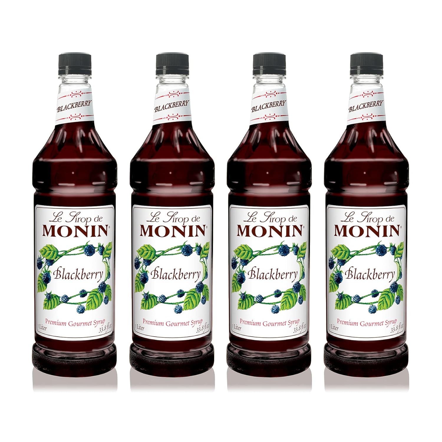 Monin - Blackberry Syrup, Soft and Succulent, Great for Cocktails, Lemonades, and Sodas, Gluten-Free, Non-GMO (1 Liter, 4-Pack)
