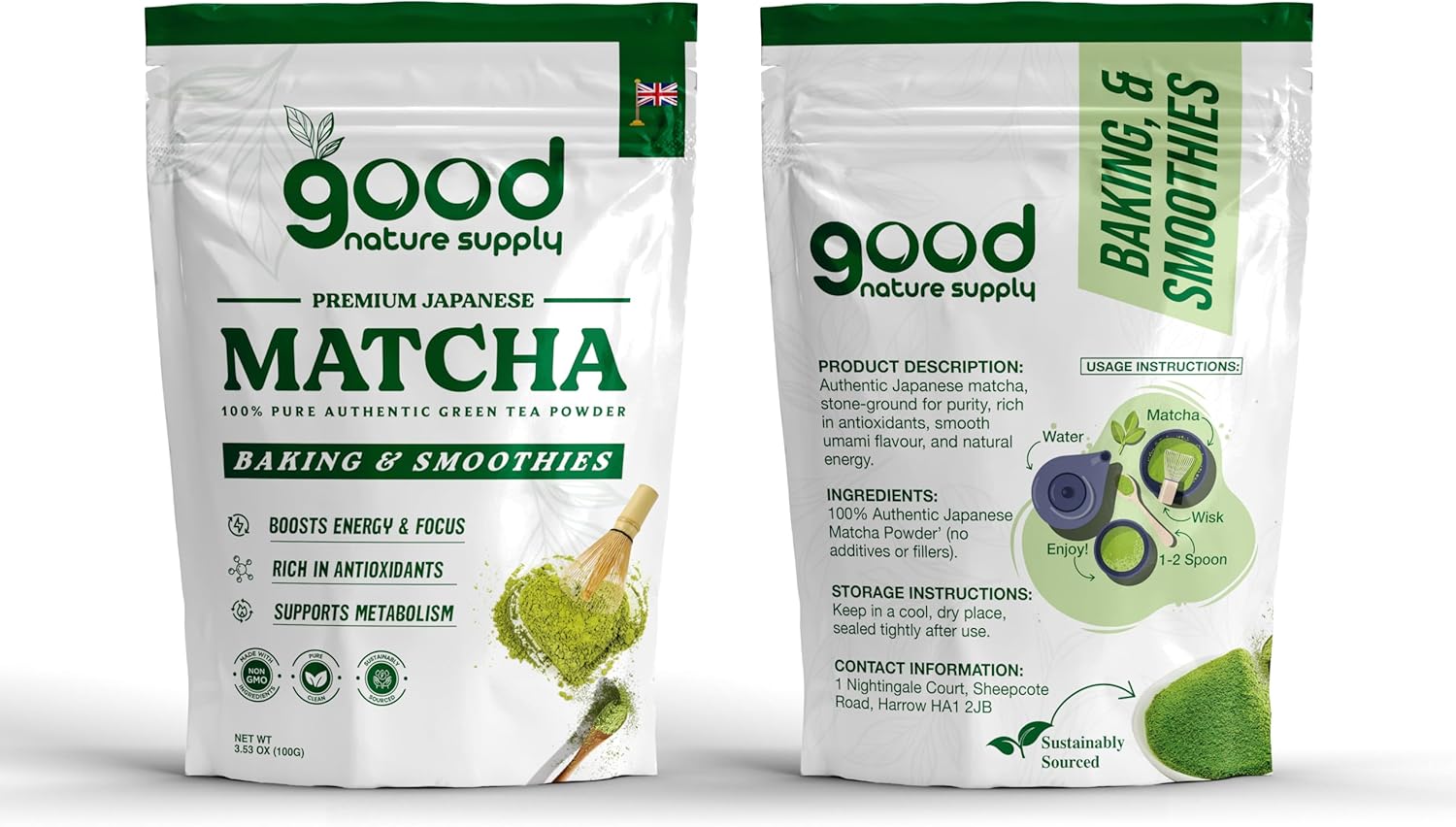 Authentic Japanese Matcha Green Tea Powder Ceremonial Grade – Macha Latte, Matcha Coffee, Fuel, Spoon, Whisk, Sachets – Tea, Green Powder, 100% Pure Stone Ground – 50g - 100g (50g)