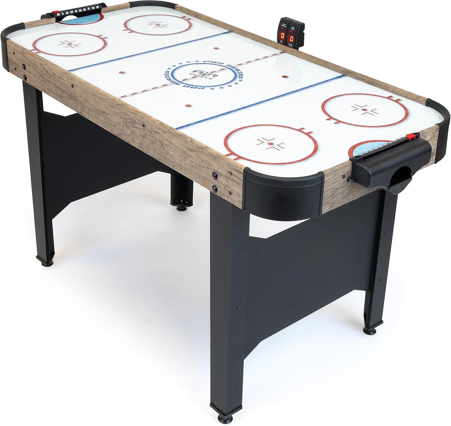 GoSports 48 Inch Air Hockey Arcade Table for Kids - Oak or Black - Includes 2 Pushers, 3 Pucks, AC Motor, and LED Scoreboard