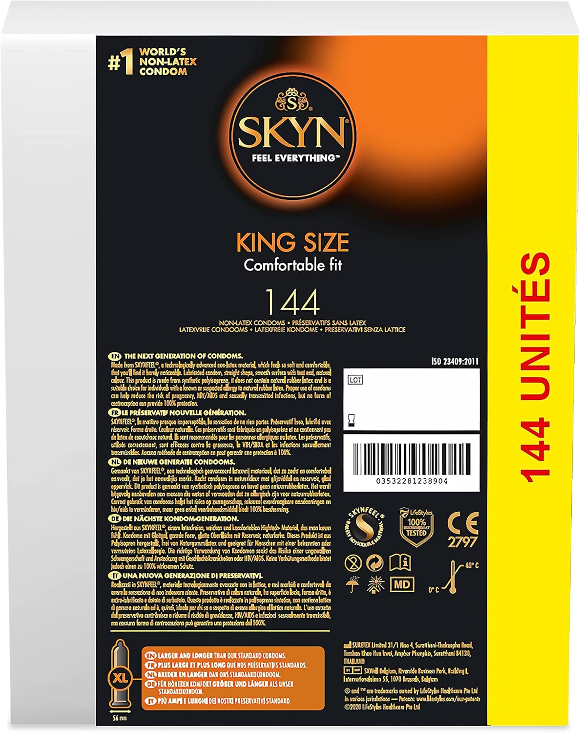 Skyn King Size, 144 Condoms, Large Size, Mega Pack