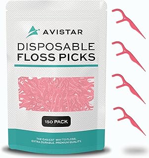 150 Travel Floss Picks Bulk - Pink Easy Grip Disposable Floss Picks - Dental Floss Pick - Smooth Strong Dental Flossers for Teeth - Gently Removes Plaque & Food Particles Between Teeth