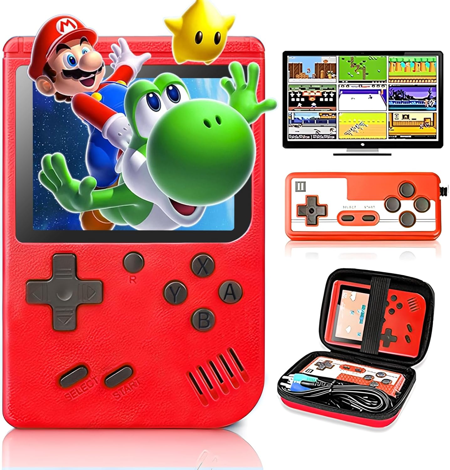 Handheld Game Console, Retro Game Console with 400 Classic FC Games 3.0 Inch Screen 1200mAh Rechargeable Battery Portable Game Console Support TV Connection & 2 Players for Kids Adults