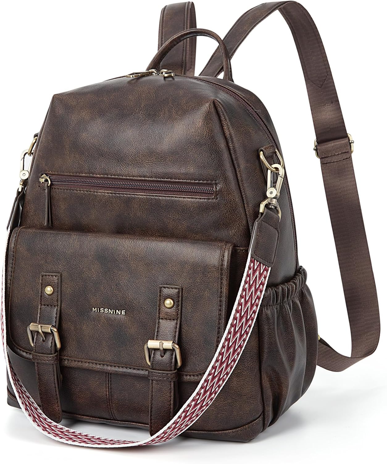 Missnine Backpack Purse for Women, PU Leather Travel Backpack, Designer Shoulder Bag, Ladies Convertible Satchel Bags