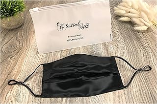 Celestial Silk 100% Mulberry Silk Face Mask with Nose Wire - Reusable Pure 22 Momme Silk Face Covering
