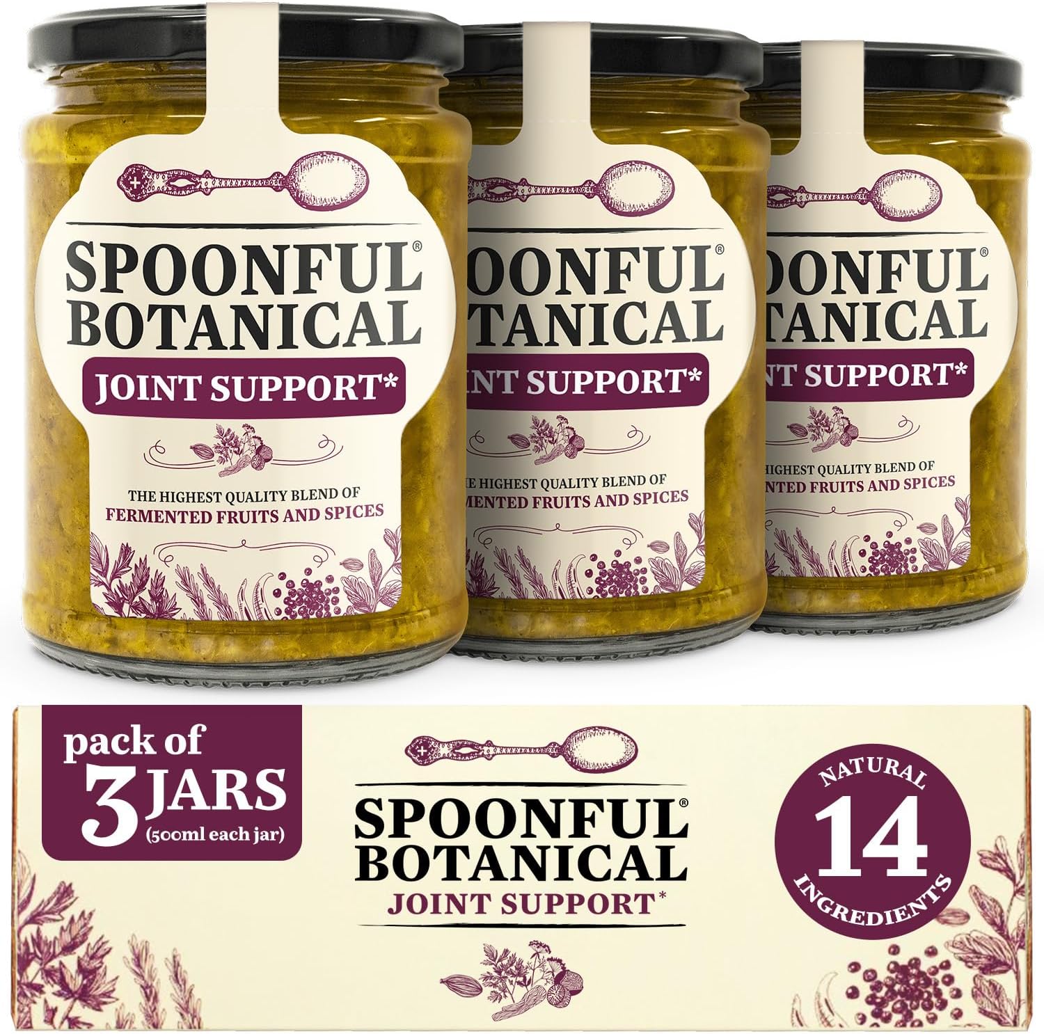 Joint Support, Turmeric Supplement for Joint Function, Natural Joint Care Supplements for Women and Men, Fermented Fruits & Spices Blend, Supports Mobility & Comfort, 3-Pack