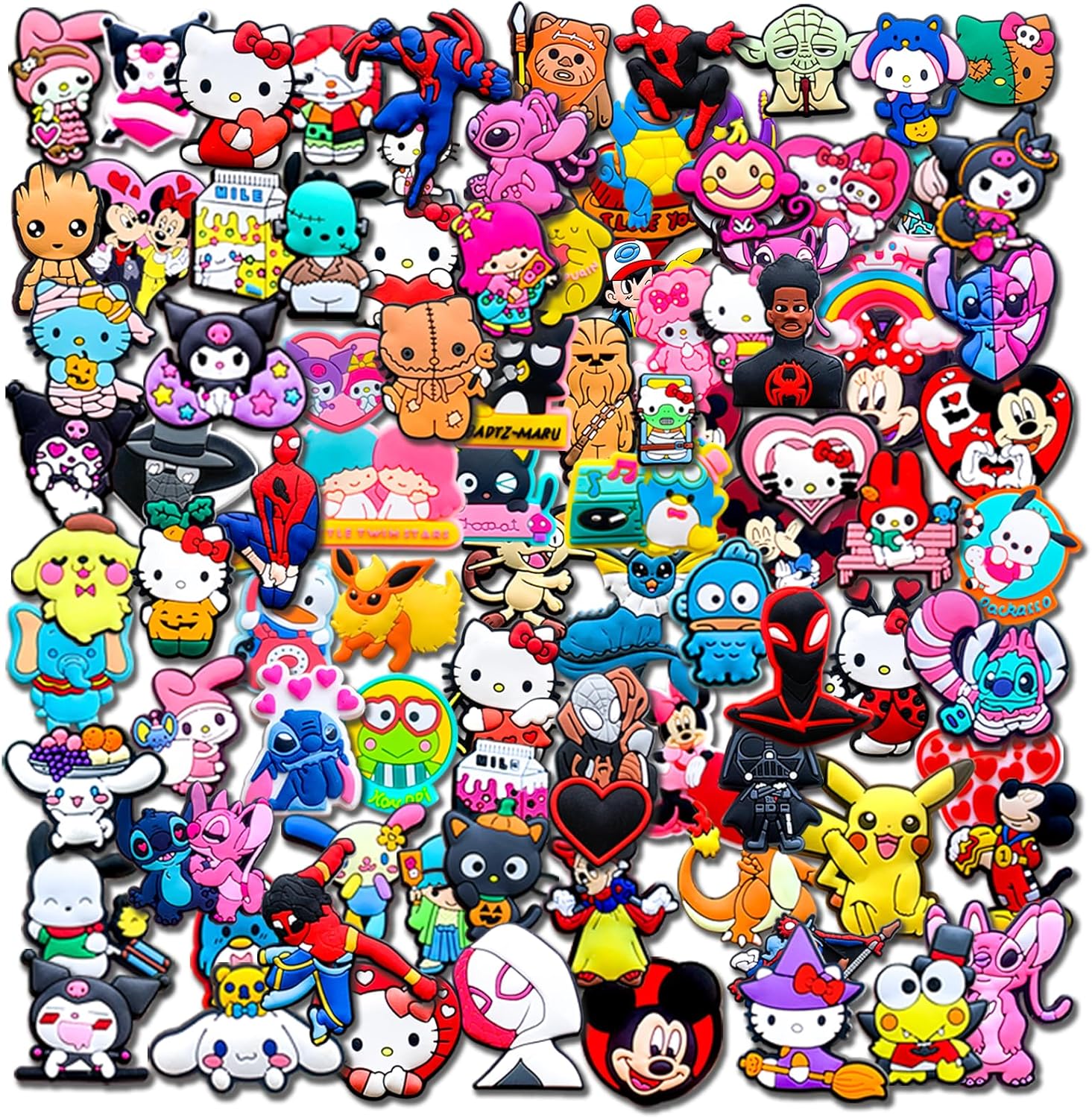 30/50/100 PCS Random Shoe Charms Pack for Croc Clog, No-Repeat Different Shoes Decoration Accessories for Kids Teen