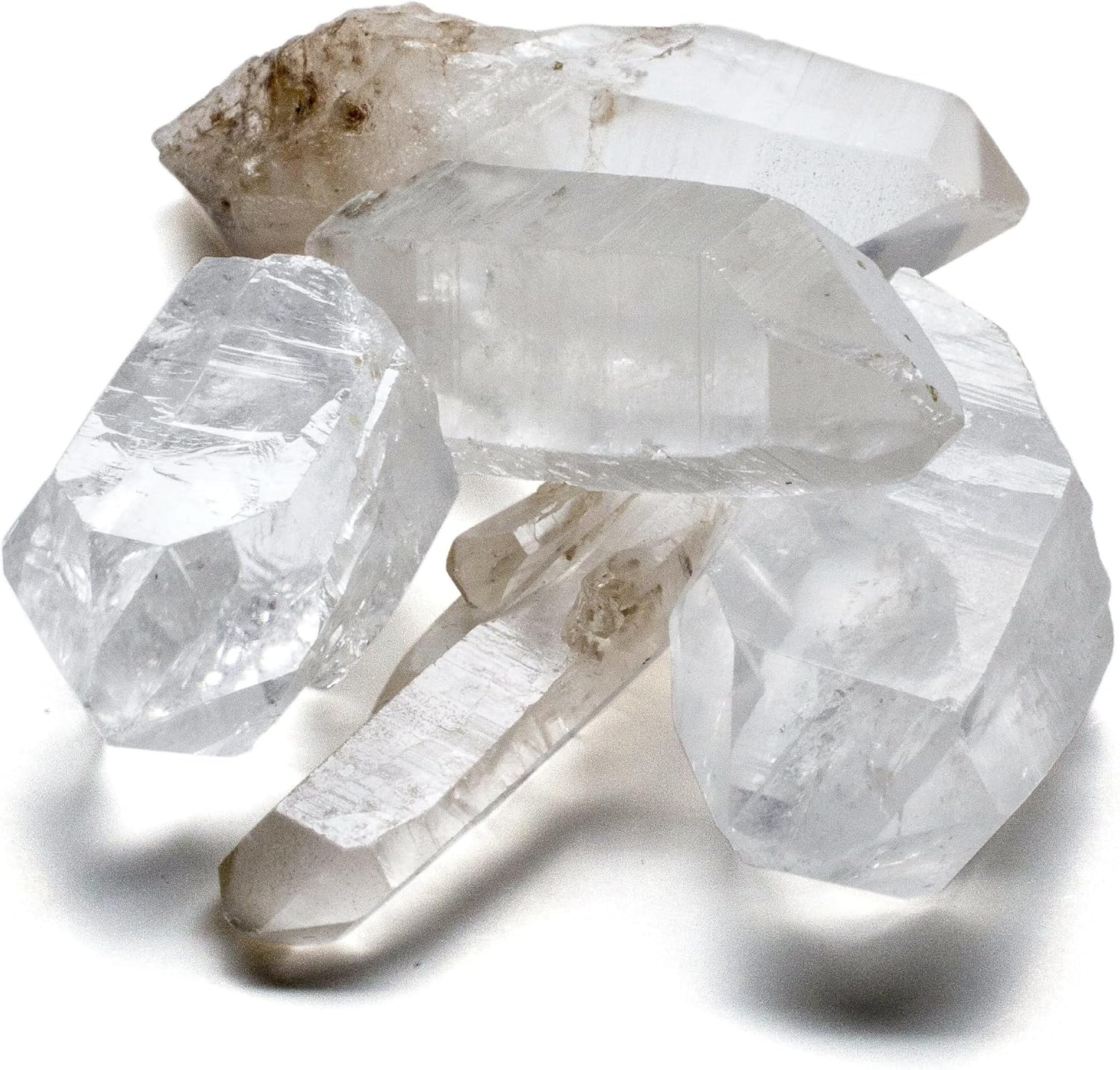 KALIFANO Quartz Points Bundle (500+ Carats) - Bulk High Energy Raw Lemurian Reiki Cuarzo Crystal Used for Clarity and Purpose - Information Card Included (Family Owned & Operated)