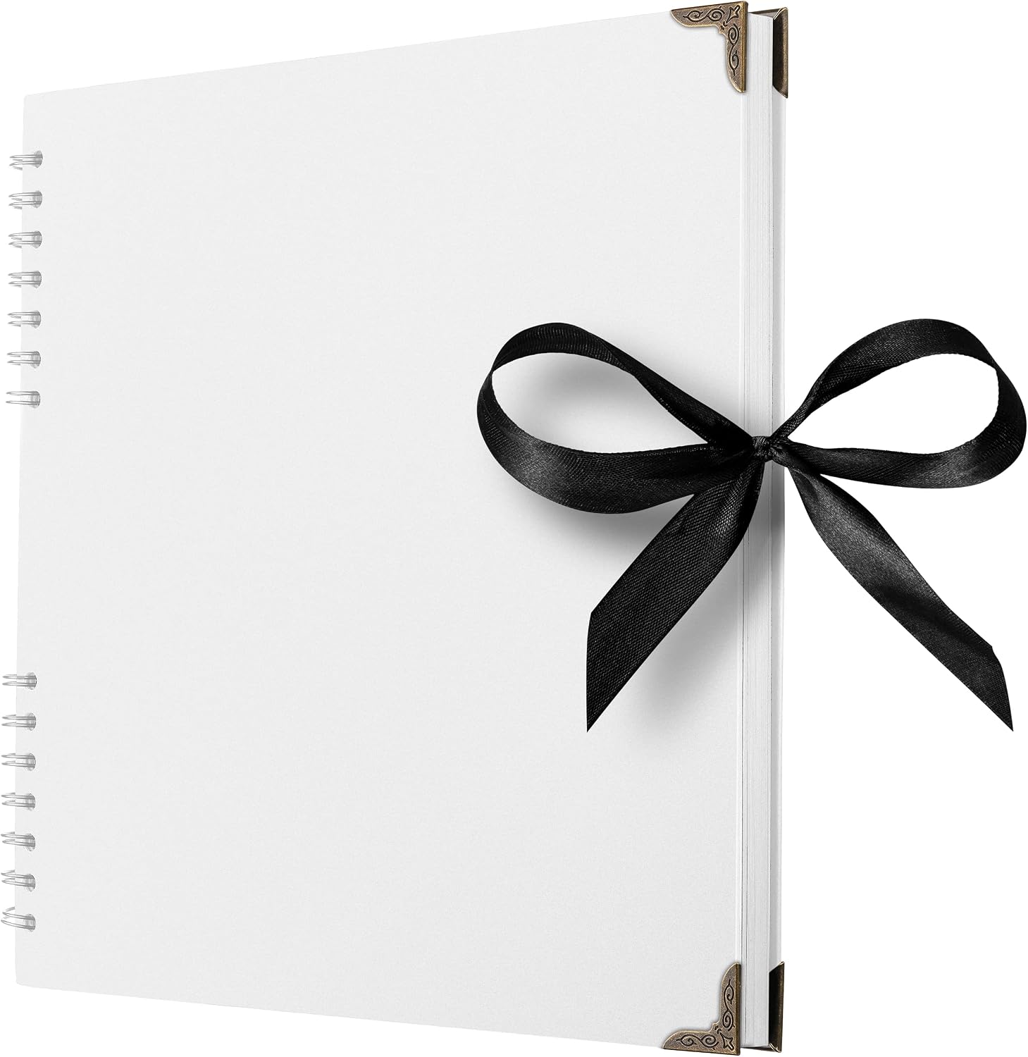 Bstorify Square Scrapbook Photo Albums 80 Pages (28 x 28 cm) White Thick Paper, Hardcover, Metal Corners, Ribbon Closure - Ideal for Your Scrapbooking Albums, Art & Craft Projects 11 X 11 Inch
