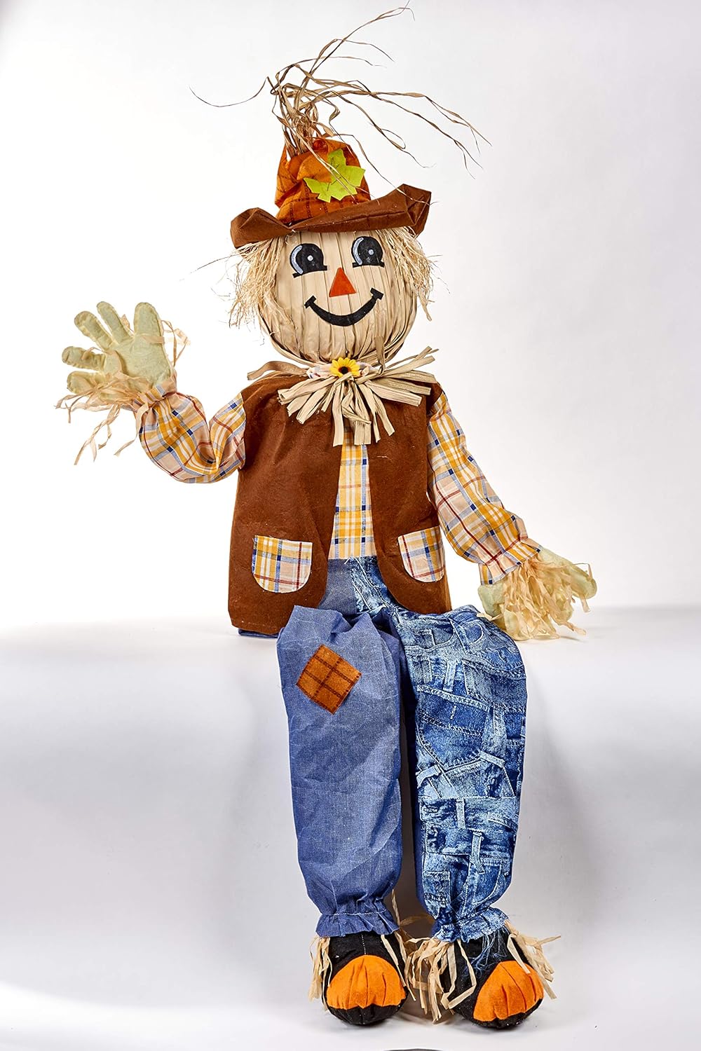 60" Life Size Harvest Sitting Scarecrow