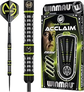 WINMAU MvG Acclaim Tungsten Steel Tip Darts 25g Set with Flights and Shafts