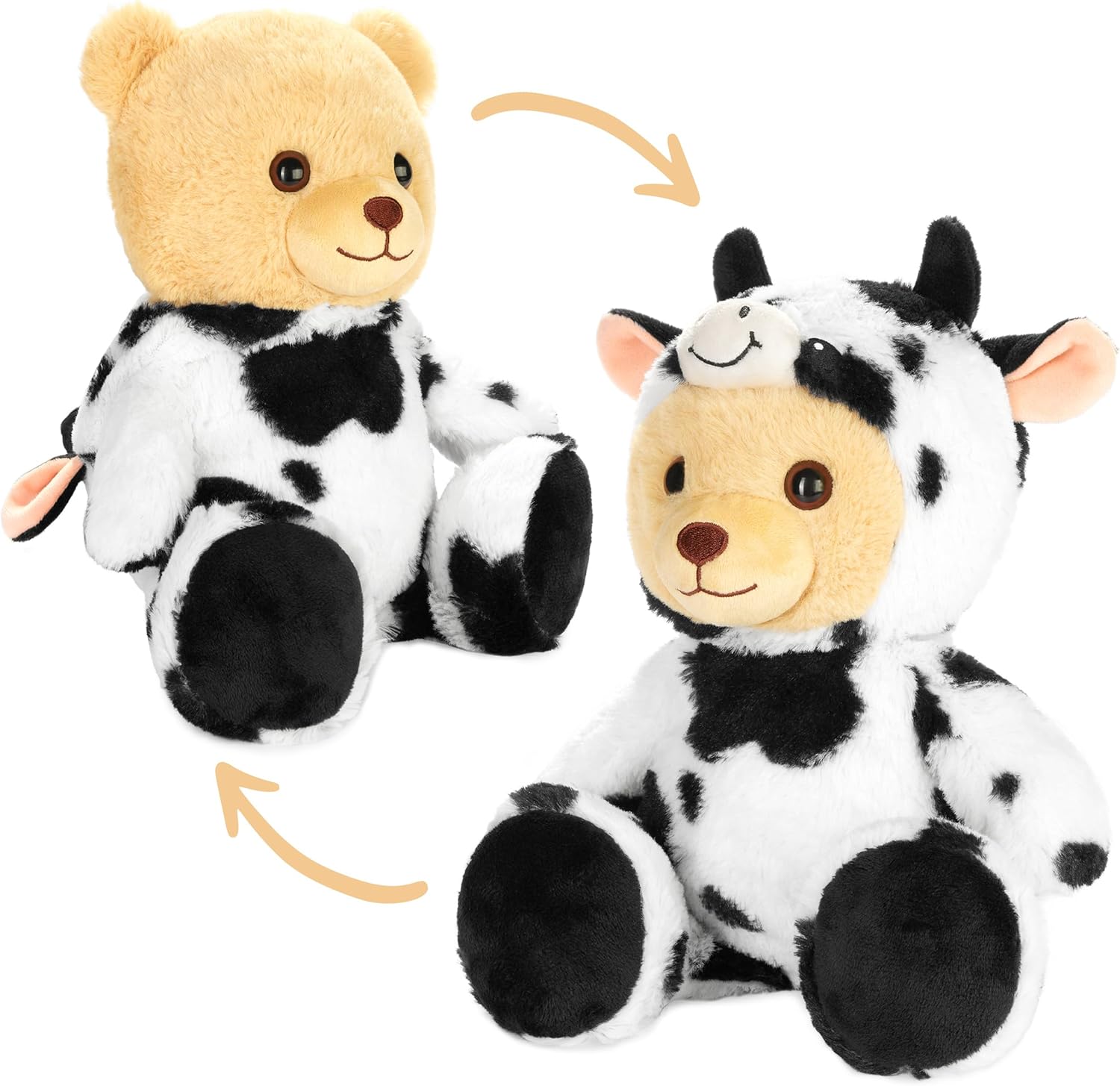 Teddy Cow - 10 Inch Teddy Bear in Cow Costume with Hood - Cuddly Toy for Cosy Adventures - Stuffed Animal for Children