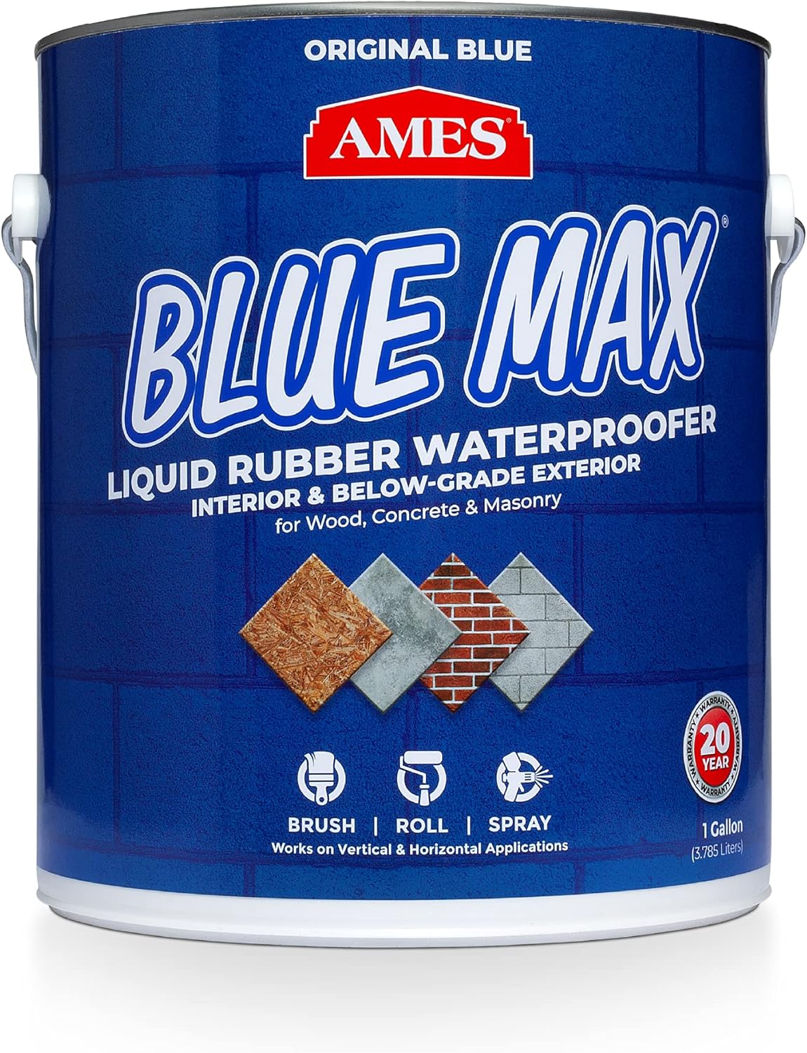 AMES BMX1RG 1 Gallon Blue Max Regular Liquid Rubber Waterproofer, Blue Liquid Rubber Waterproofer Interior and Exterior