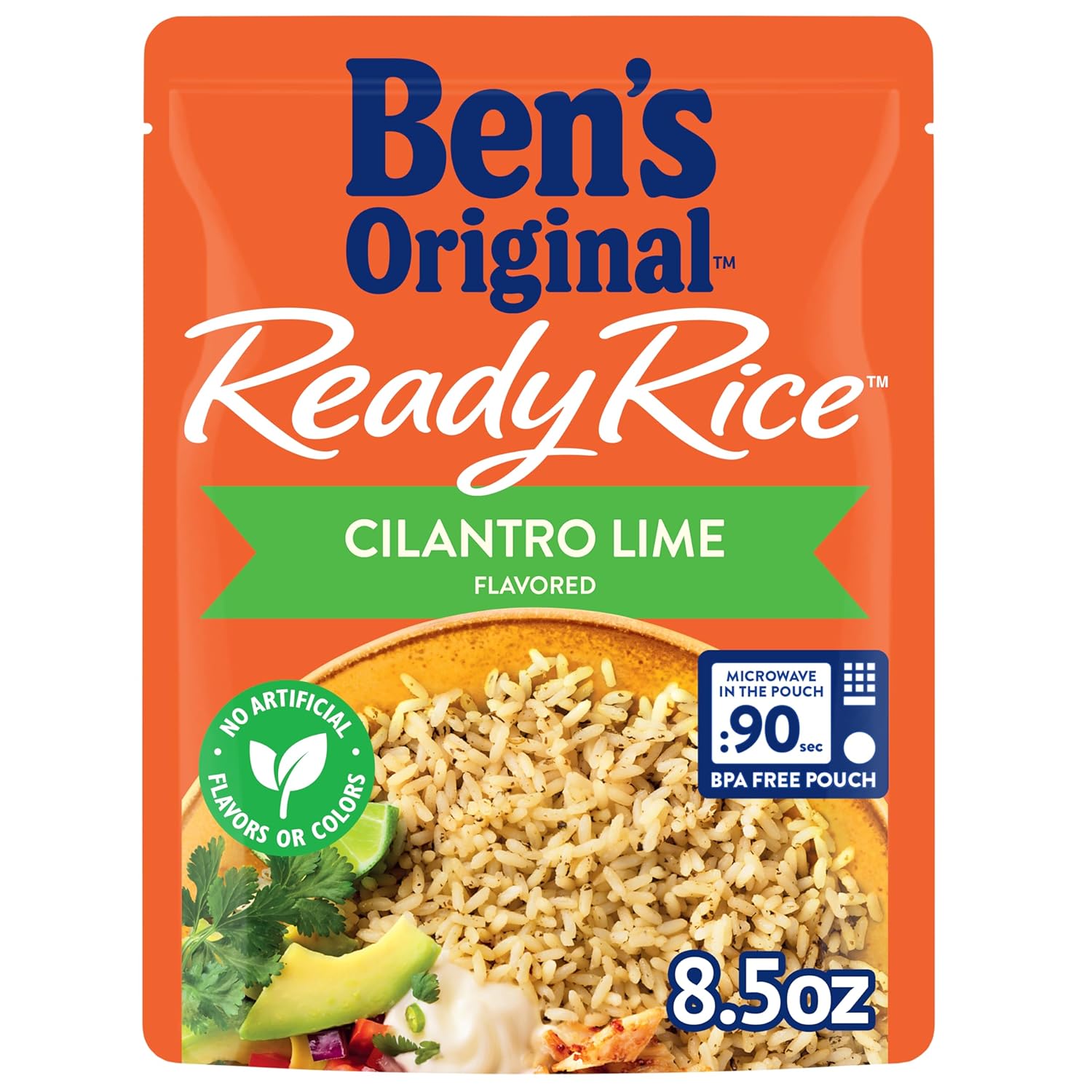 BEN'S ORIGINAL Ready Rice Cilantro Lime Flavored Rice, Easy Dinner Side, 8.5 oz Pouch