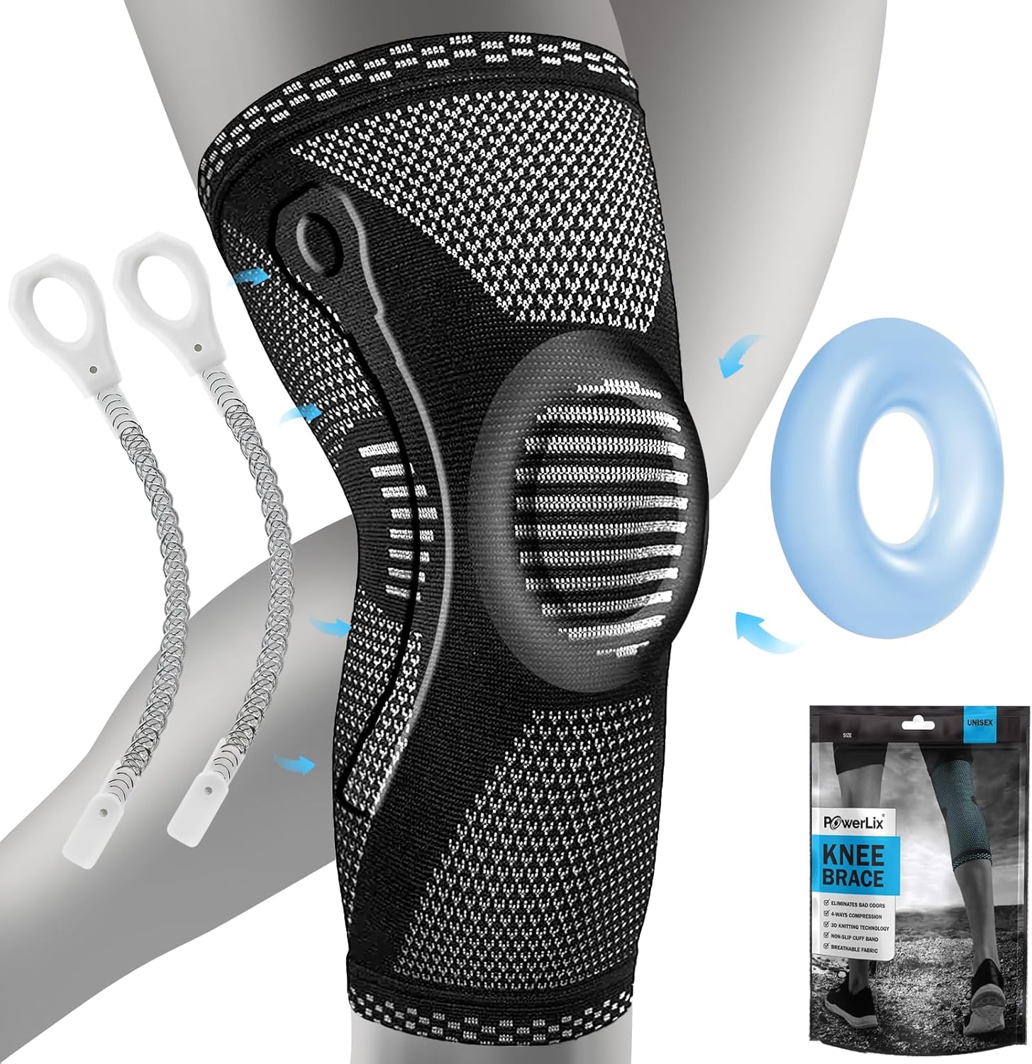 POWERLIX Knee Brace with Support and Pad for Pain Relief, Medical Knee Support, Compression Knee Sleeve for for Men & Women Knee Support for Running, Basketball, Volleyball
