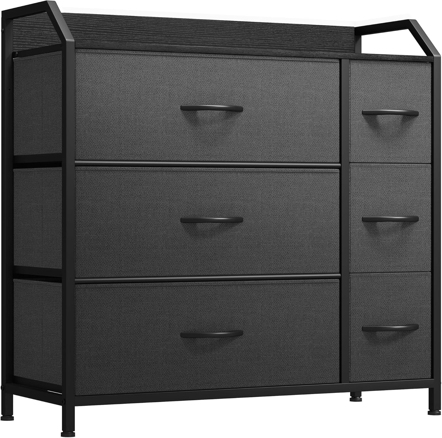 YITAHOME Chest of Drawer with 6 Drawers for Bedroom Fabric Dresser Storage Drawers With Handles Metal Frame for Living Room, Hallway,Black Gray