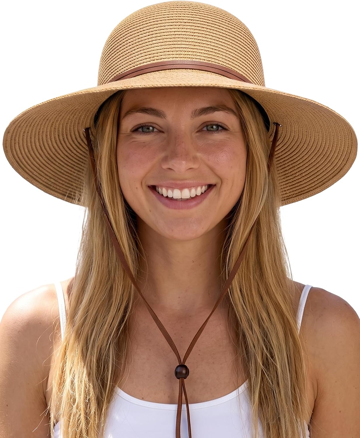FURTALK Womens Wide Brim Sun Hat with Wind Lanyard UPF Summer Straw Sun Hats for Women