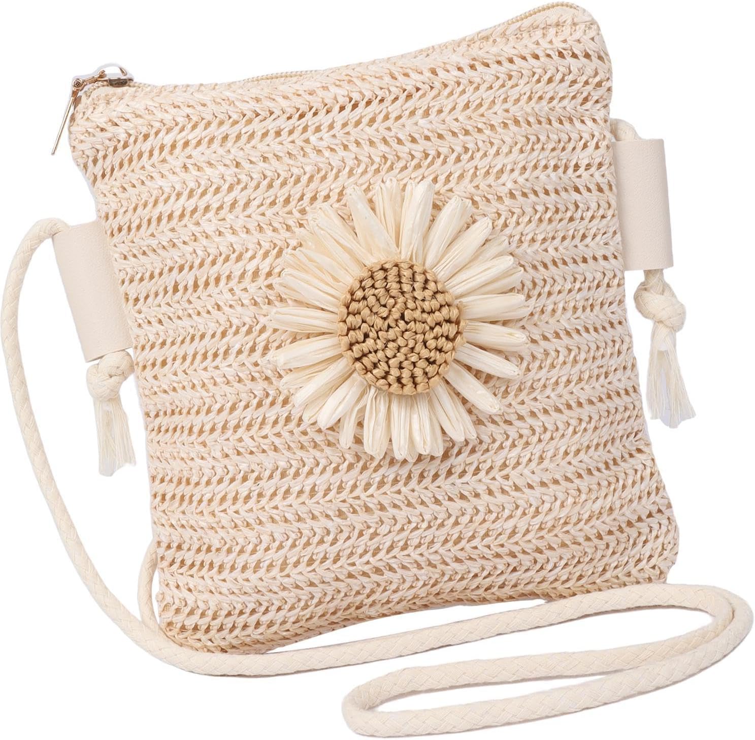 Iridsmole Straw Bag for Women, Weave Handmade Bohemian Crossbody Bag, Summer Beach Bags for Ladies Summer Beach Holiday Travel