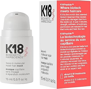 K18 Leave-In Molecular Hair Mask, Repairs Dry or Damaged Hair, Reverse Hair Damage from Bleach, Color, Chemical Services & Heat