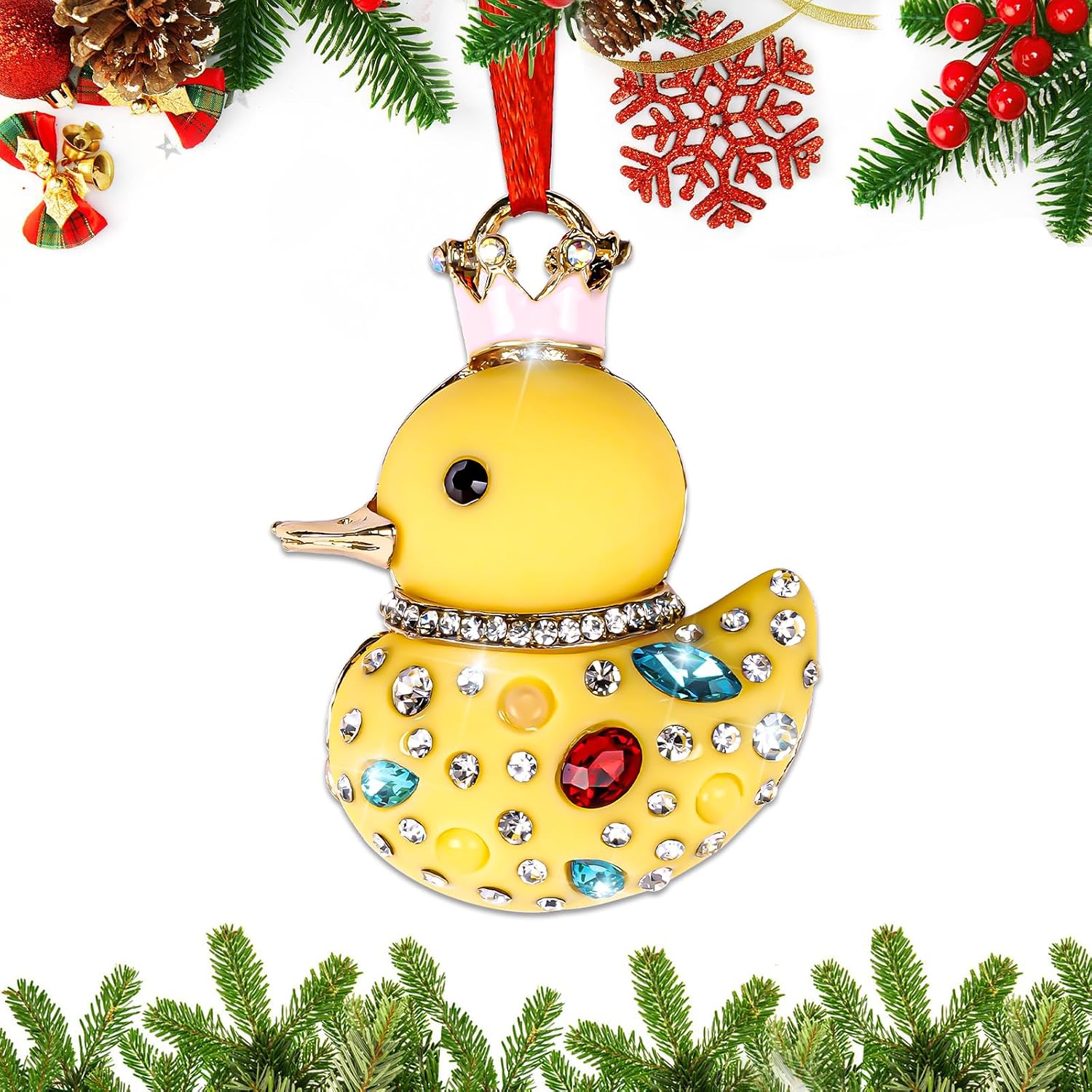 Yellow Duck Christmas Ornaments for Kids 2025 Rubber Duck Ornaments for Christmas Tree Ducky Baby Decorations Ornaments Keepsake Gifts for Girls Boys Daughter Son