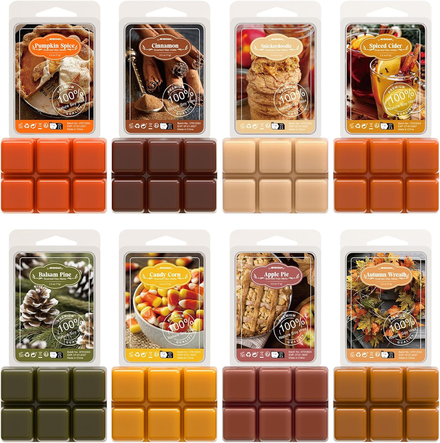 ARVIDSSON Fall Scented Wax Melts, Natural Autumn Wax Cubes for Wax Warmer