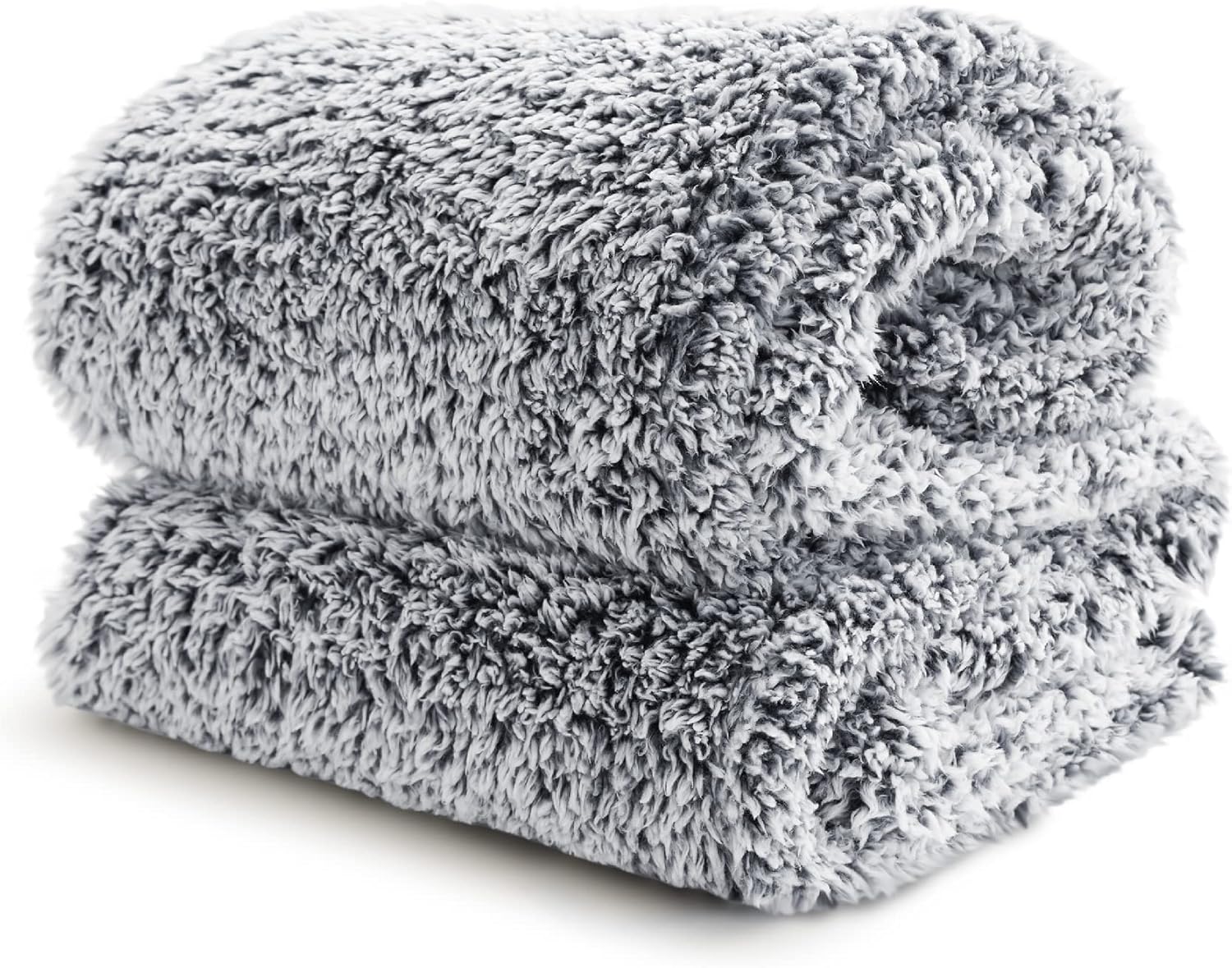 Bedsure Fleece Sherpa Throw Blanket - Super Soft, Cozy & Warm Fluffy Blanket for Sofa and Bed, Single, Grey, 130x150cm