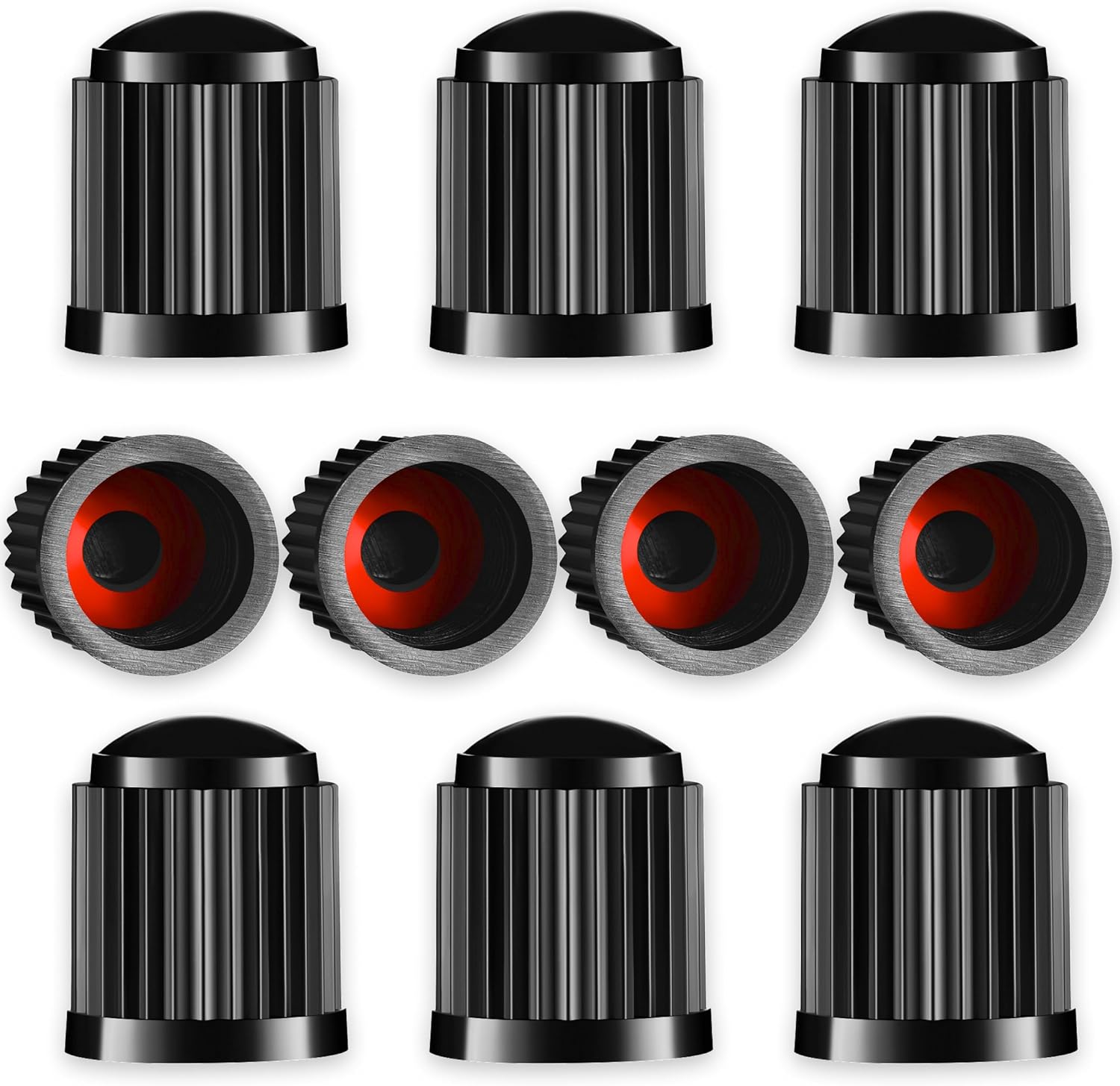 10 pcs dust cap, Tyre Valve Caps with O Seal Ring, Universal Stem Dust Covers for SUV, Cars, Bike, Motorcycles, Trucks, Heavy-Duty, Airtight Seal, Screw-On, Easy to Operation (Pack of 10)