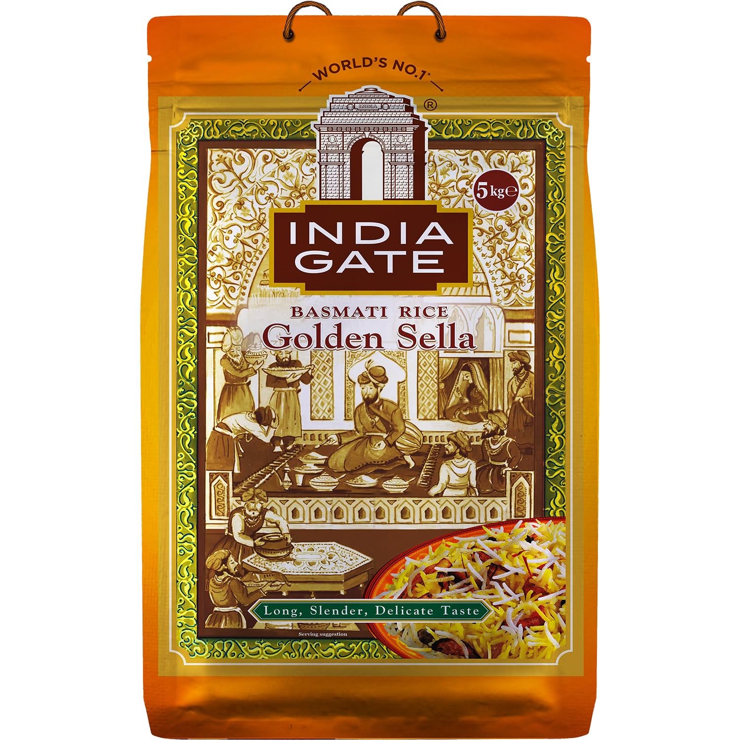 India Gate Parboiled Basmati Rice Bag, Golden Sella, 10 pounds
