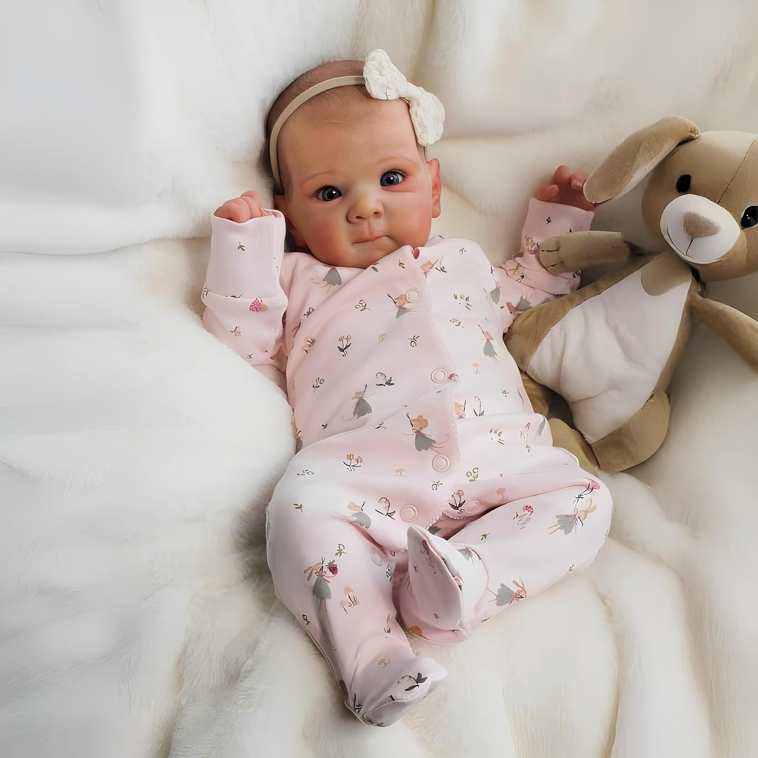 Pinky Lovely Reborn Baby Dolls 19Inch 48CM Realistic Newborn Baby Dolls Soft Vinyl Girl Anatomically Correct Real Life Baby Doll Toy for Kids Age 3 +