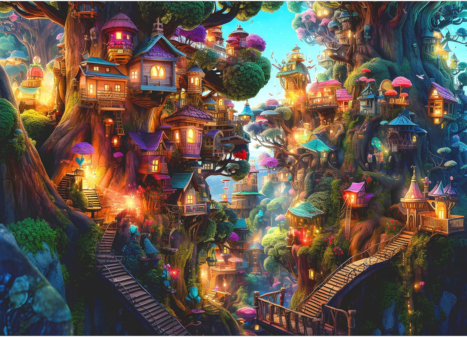 HUADADA jigsaw puzzles for adults 1000 piece Jigsaw Puzzles for Adults Creative Puzzles for Adults Kids Family Educational Games Home Decoration Gift - Forest Tree House (27.56" x 19.67")