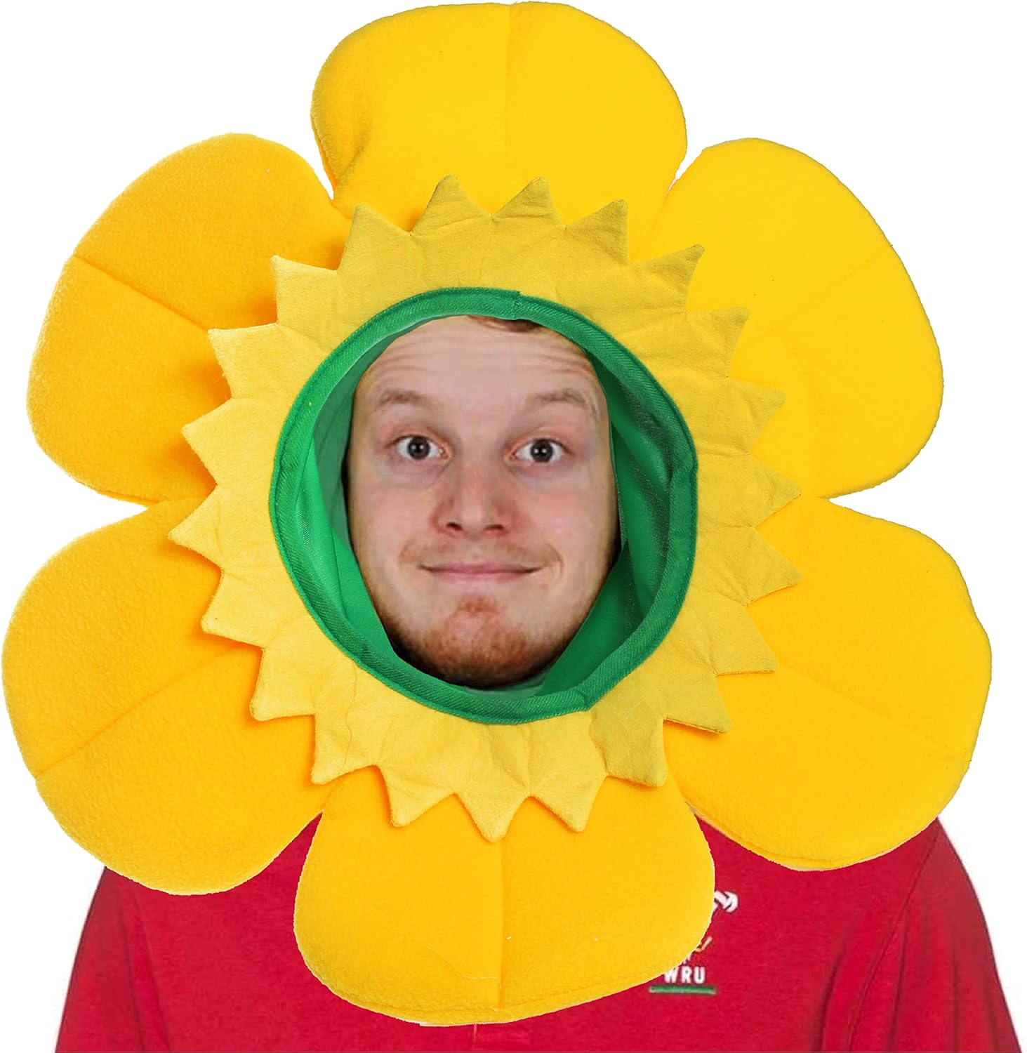 WELSH DAFFODIL HAT FOOTBALL RUGBY - YELLOW DAFFODIL HAT WITH ATTACHED YELLOW HOOD - WORLD CUP FANCY DRESS COSTUME ACCESSORY WALES CYMRU SPORT SUPPORTER
