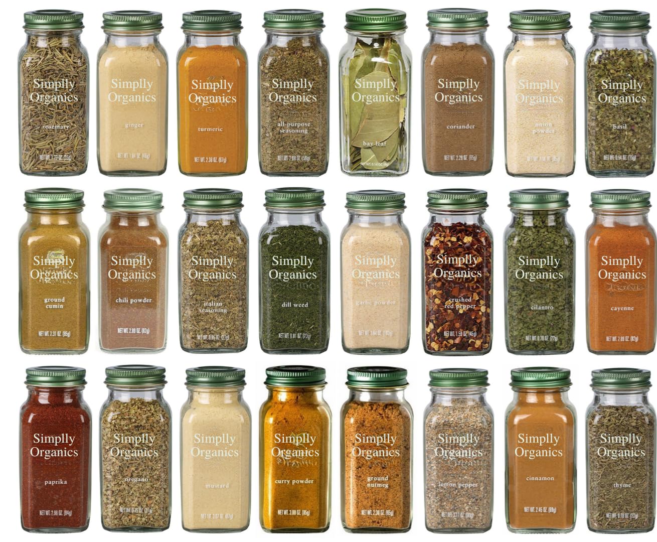 Simplly Organics Herbs, Spices and Seasonings Assorted Variety Sampler Gift Set - By Veher (24-Pack)