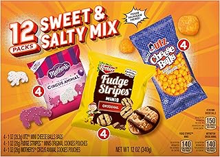 Keebler Sweet & Salty Mix, Keebler Fudge Stripes, Mother's Circus Animals, Utz Mini Cheese Balls, 1 Oz. (Pack of 12)