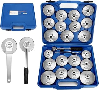 BETOOLL 23pcs Oil Filter Wrench Set, Oil Filter Socket Set with 65, 67, 72, 73, 74, 75, 76, 79, 84, 89, 91, 92, 95, 101mm, Compatible with Toyota VW BMW ‌GMC Sierra Ford Volvo
