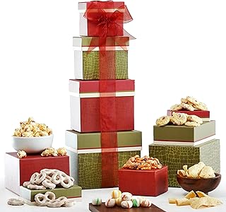 Broadway Basketeers 4 Box Gourmet Food | Tower Snacks | for Women, Men, Families, College – Delivery for Holidays, Appreciation, Thank You, Christmas, Corporate, Get Well Soon Care Package