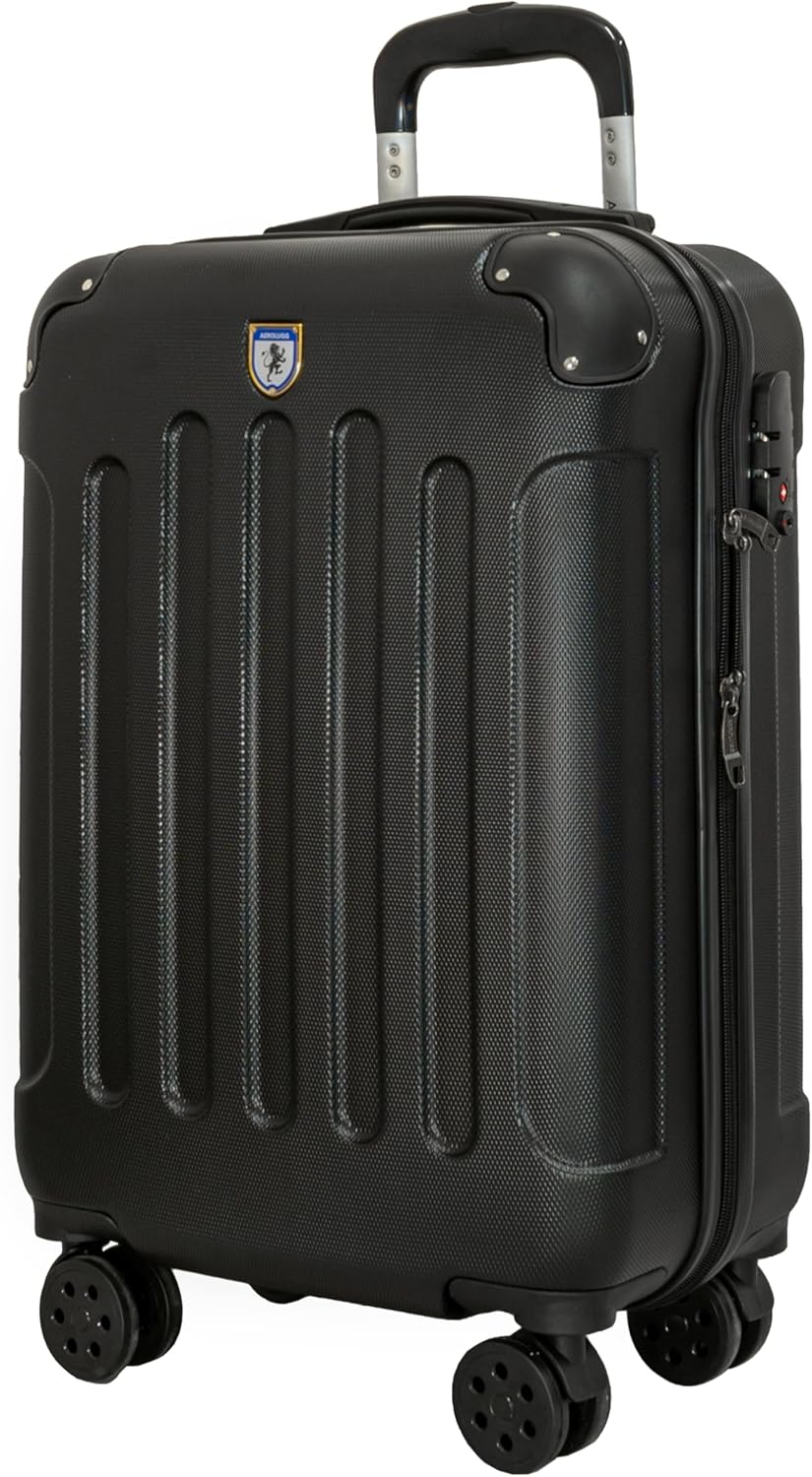 UTTAM 20 Inch Lightweight Travel Cabin Bag - Carry On Suitcase, ABS, Water Resistant & Safe Locking System - Easyjet Overhead Compliant (56x23x38cm) (Black)