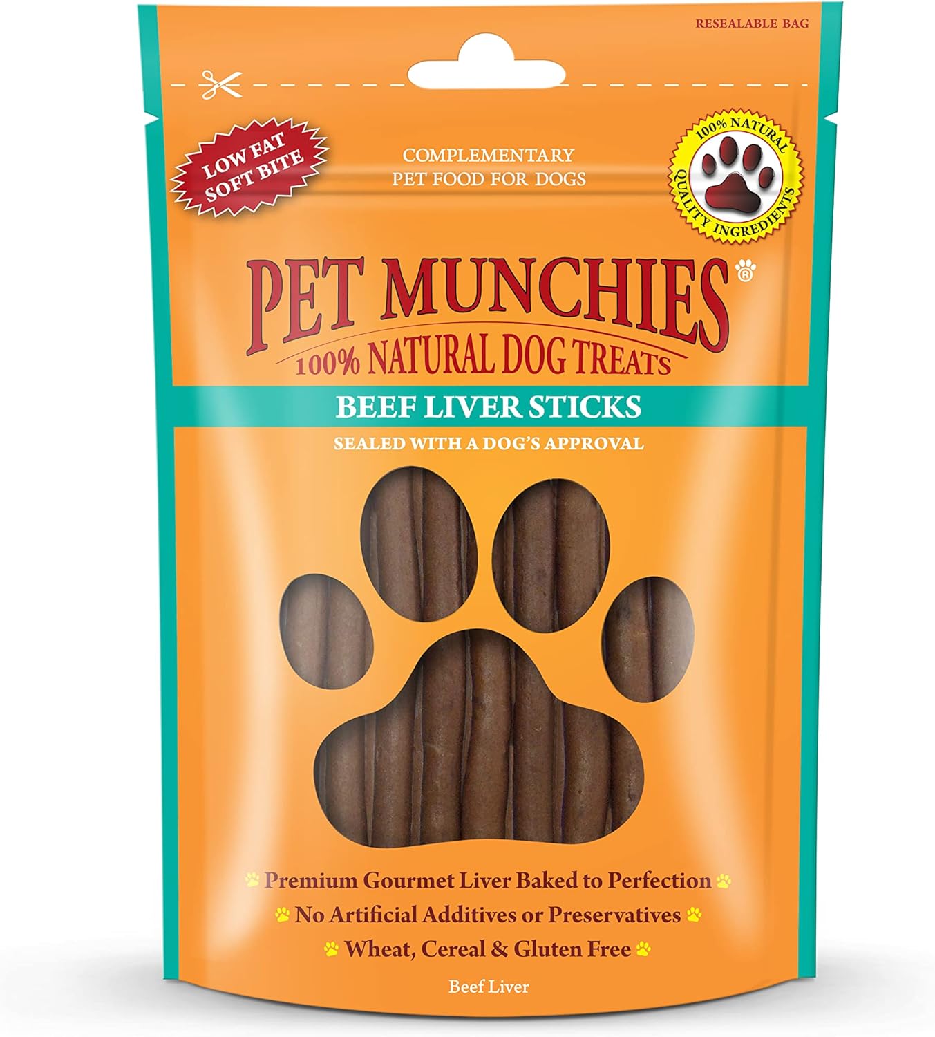 Pet Munchies Beef Liver Sticks Dog Treats, Premium Grain Free Dog Chews with Natural Real Meat, Low in Fat and High in Protein 90g