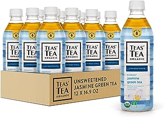 Teas' Tea Unsweetened Jasmine Green Tea 16.9 Ounce (Pack of 12) Organic, Sugar Free, 0 Calories