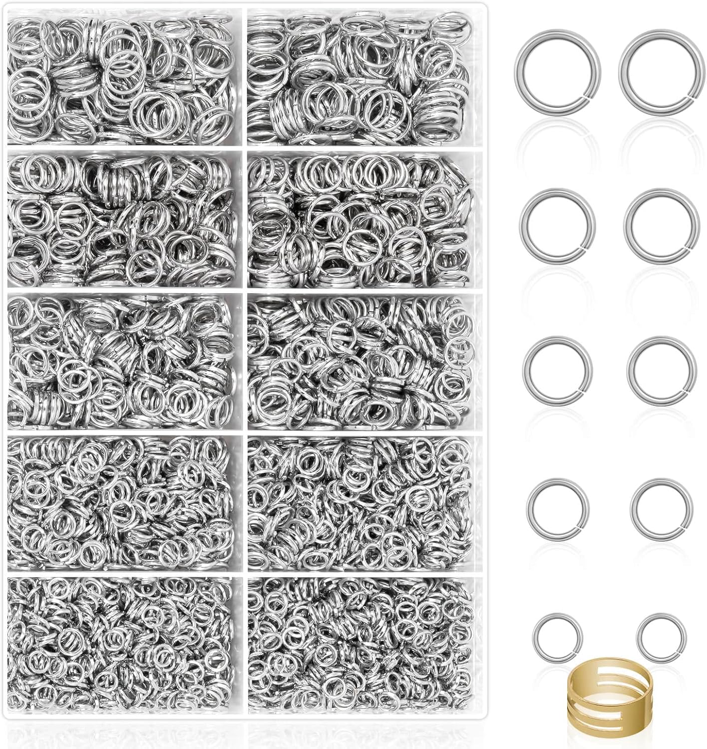 PAXCOO 4600Pcs Silver Jump Rings with Jump Rings Open/Close Tools for Jewelry Making and Necklace Repair (Assorted Sizes)