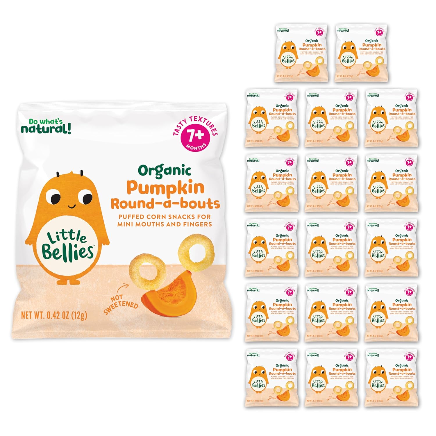 Little Bellies Organic Pumpkin Round-a-Bouts Baby Snack (Pack of 18 x 0.42 oz Individual Packs)