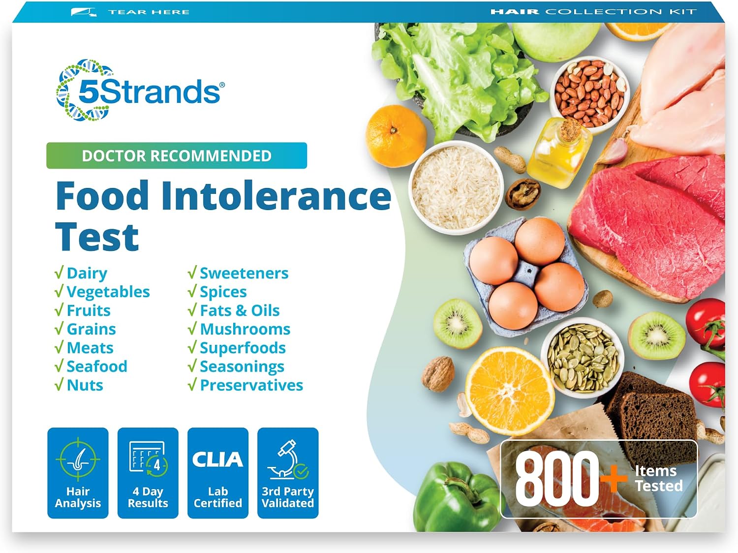 5Strands Food Intolerance Test for Adults & Kids, 800 Items Tested