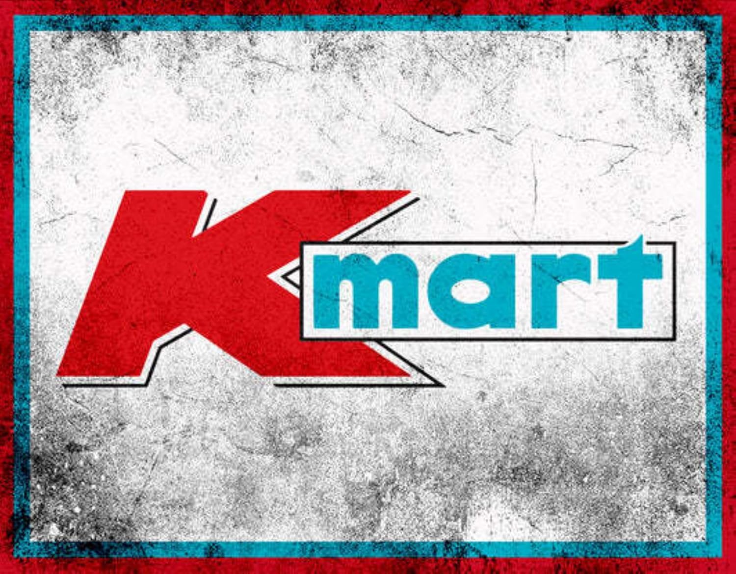KMart Distressed Logo Throwback Design Metal Wall Sign - 16" x12.5" - Printed on Tin and Made in the USA K Mart