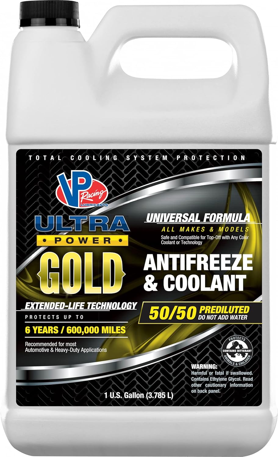 VP Racing 6015016 50-50 Engine Antifreeze/Coolant (HOAT), VP Ultra Power Gold - 1 Gallon
