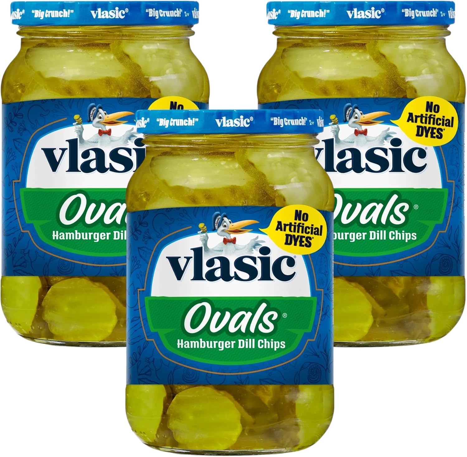 Vlasic Fresh Packed OVALS Hamburger Dill Chips Pickles 473ml (Pack of 3)