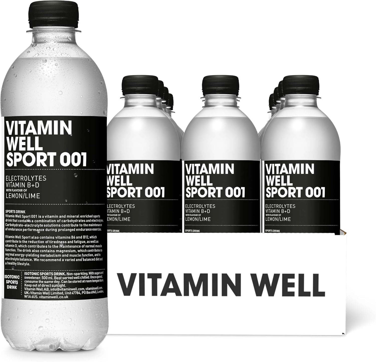 Vitamin Well Sport 001 Electrolyte & Carbohydrate Sports Drink – Lemon Lime | With Vitamins B+D & Magnesium | Helps Maintain Endurance Performance During Prolonged Exercise | 500ml