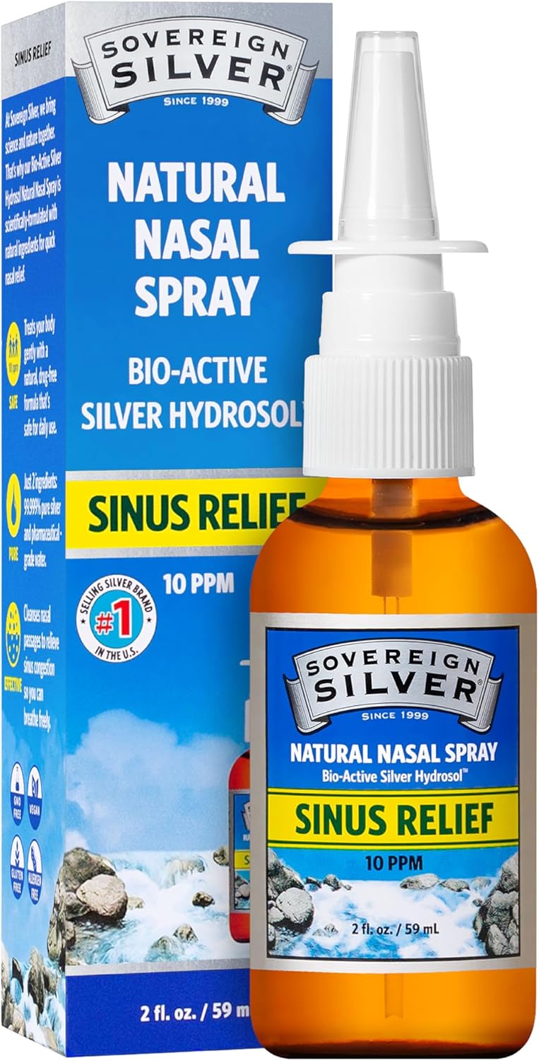 Sovereign Silver Bio-Active Colloidal Silver Hydrosol for Immune Support - 10ppm - 2oz - Nasal Spray