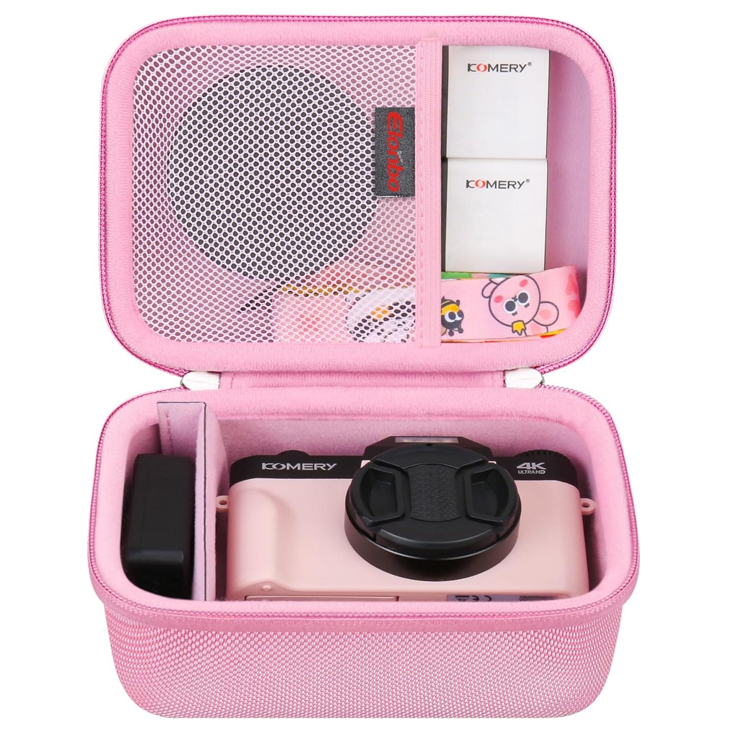 Elonbo 4K Digital Camera Carrying Case for Femivo/VETEK/IWEUKJLO/VJIANGER/WIKICO/Saneen/OIEXI Vlogging Camera, Travel Compact Camera Storage Cover Organizer Holder, Pink