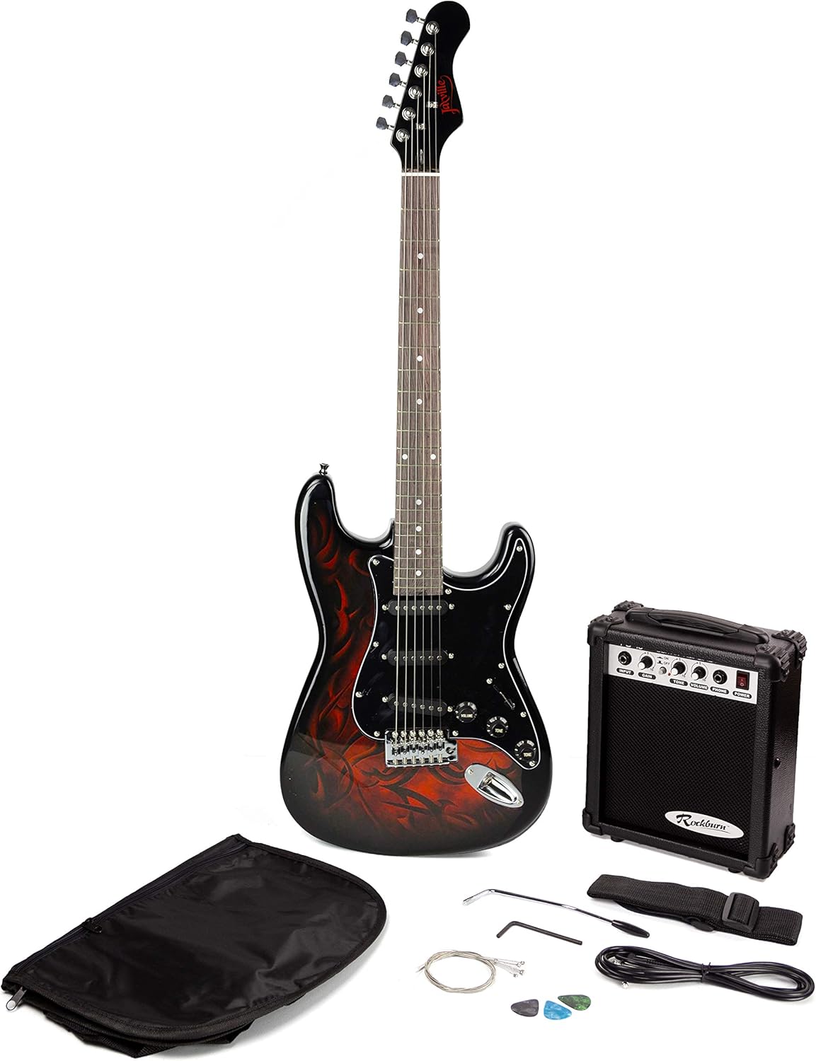 Jaxville ST1-DM-PK Demon St Style Electric Guitar Pack with Amplifier, Bag, Strings, Strap, Lead and Plectrums